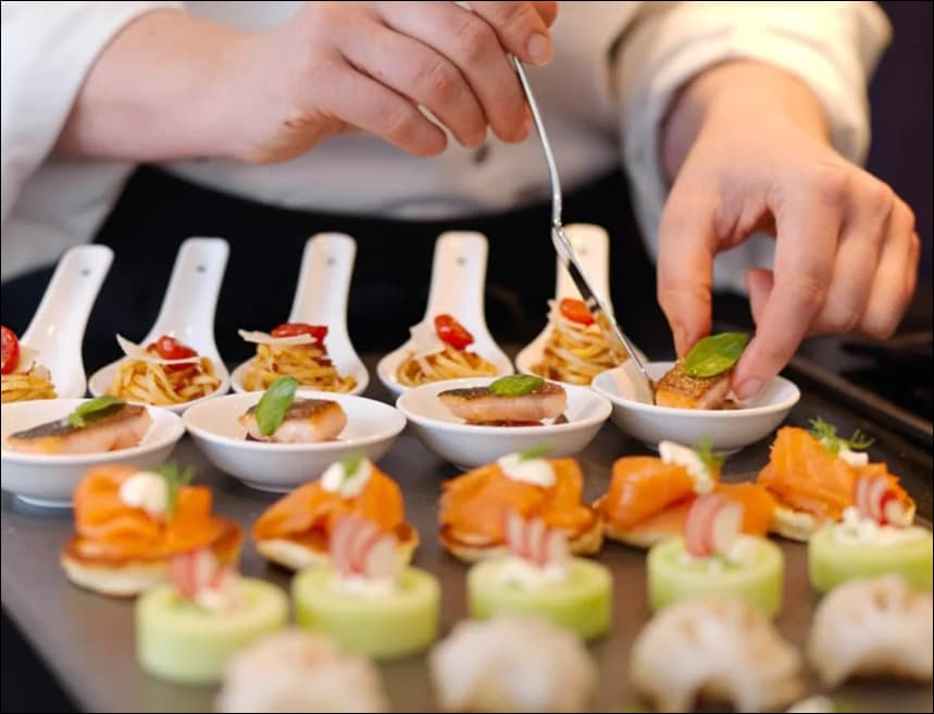 Canapés emplatados y presentación